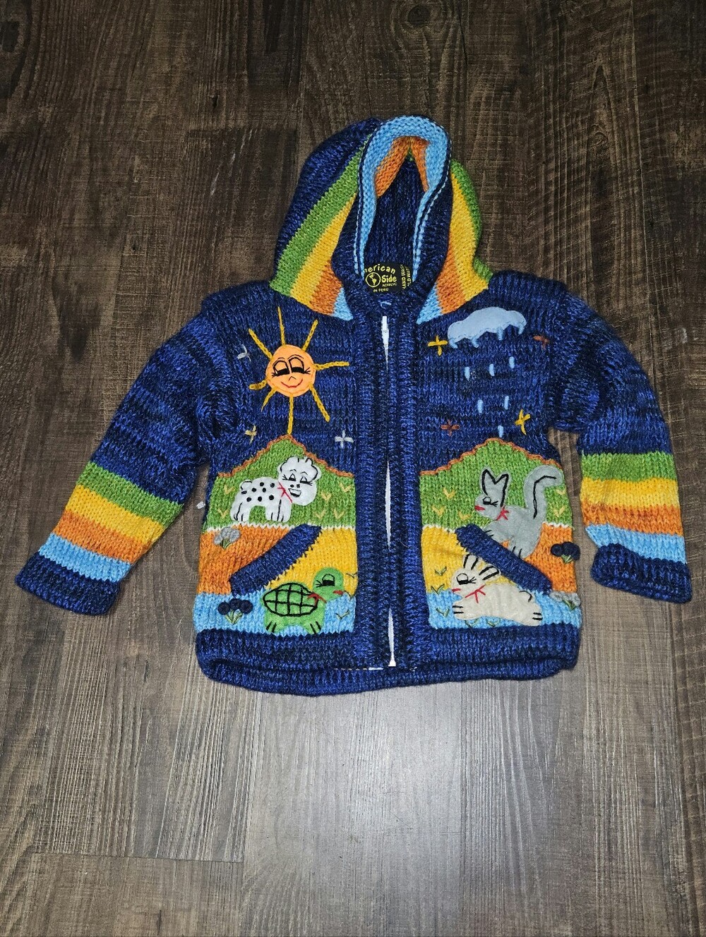 American South Side The Cheshire Cat Embroidered Hooded Cardigan Sweater